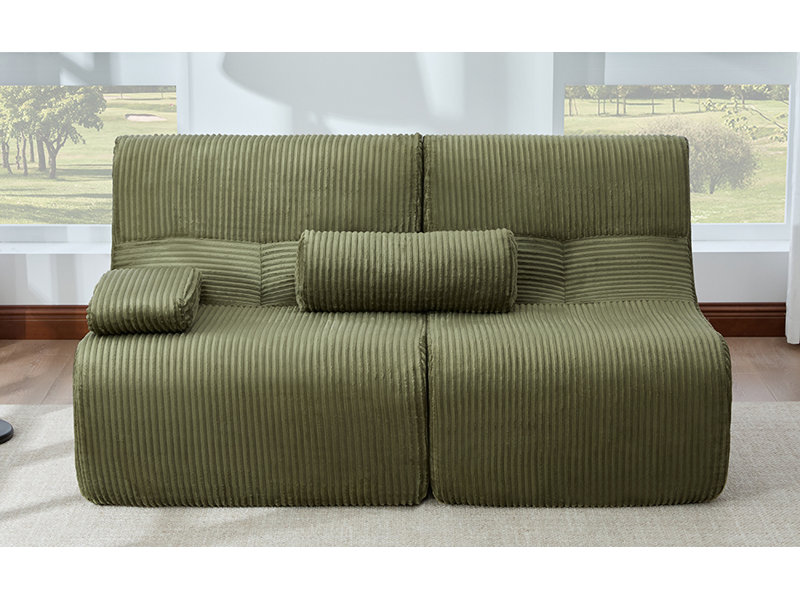 Canapé modulaire 63,7 po Modern, Velours côtelé vert, Vert