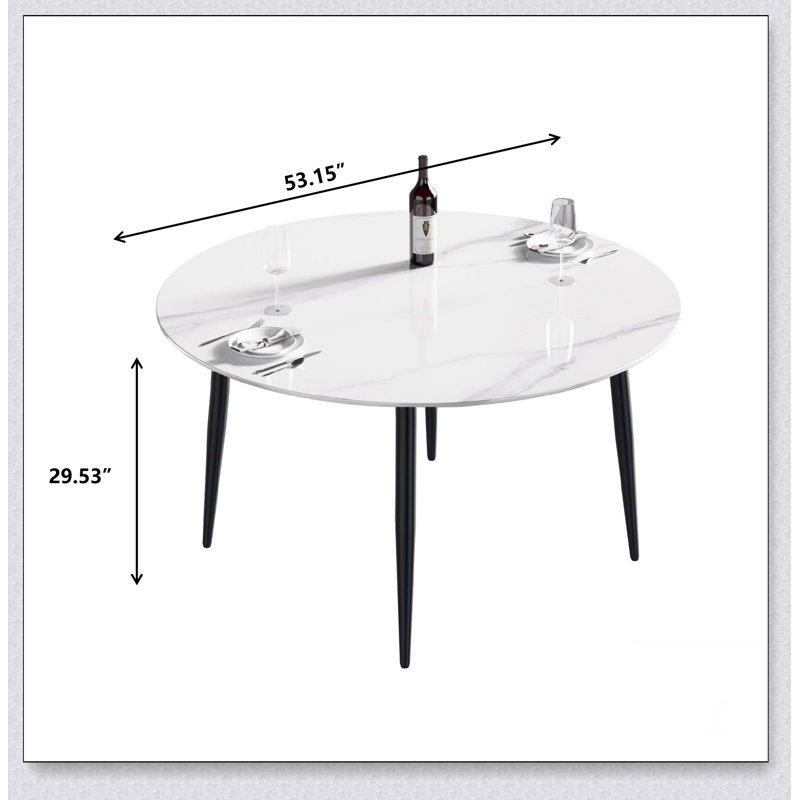 Table de salle à manger moderne moderne en pierre artificielle pour 6 personnes, H 29,53 po x L 53,15 po x l 53,15 po