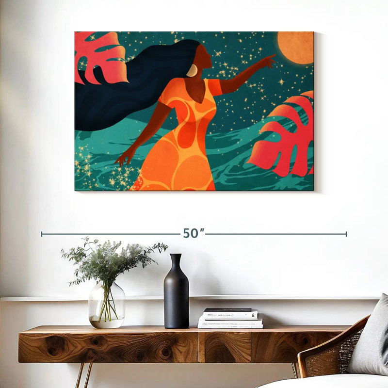 Latina chassant le clair de lune, H 26 po x l 39 po