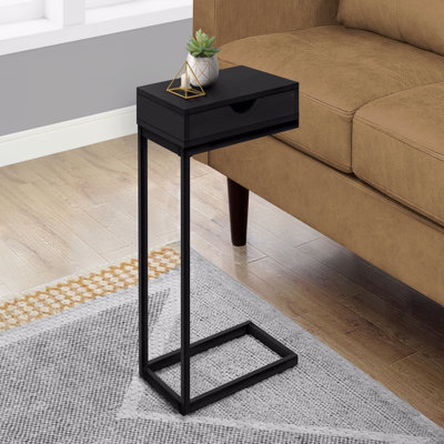 Accent Table, C-Shaped, End, Side, Snack, Storage Drawer, Laminate, Metal, Contemporary, Modern