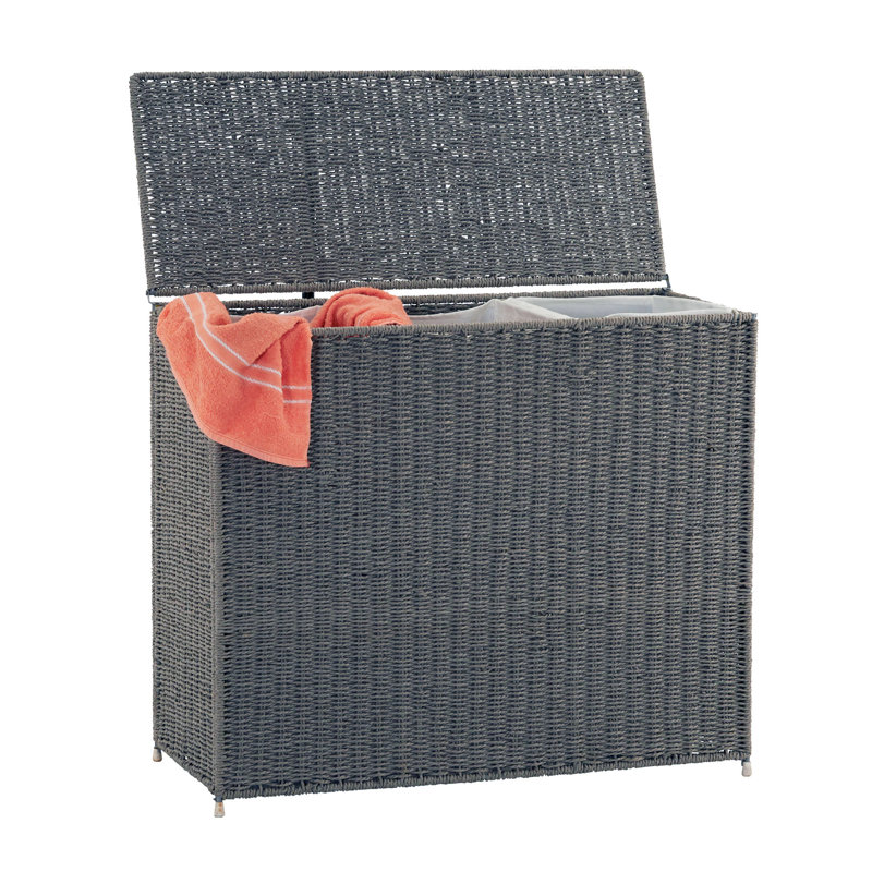 Panier à linge à 3 compartiments, Gris