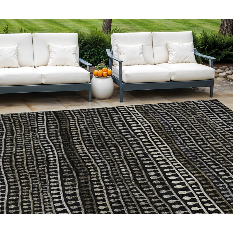 Tapis intérieur lavable rayé gris anthracite 9 pi x 12 pi