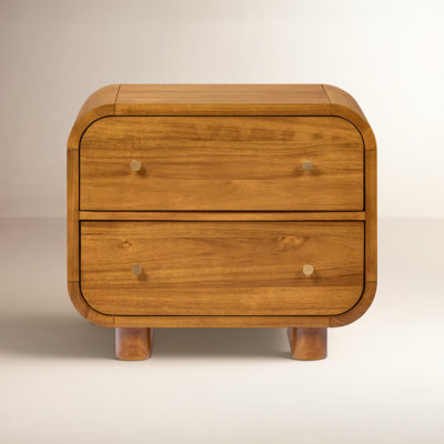 Oslo Wood Nightstand with Brass Handles