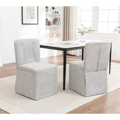 Chaises de salle à manger en lin, chaises d'appoint modernes en tissu pour la salle à manger et la cuisine, avec siège et dossier rembourrés, chaises sans accoudoirs rembourrées pour le salon, ensemble de 2