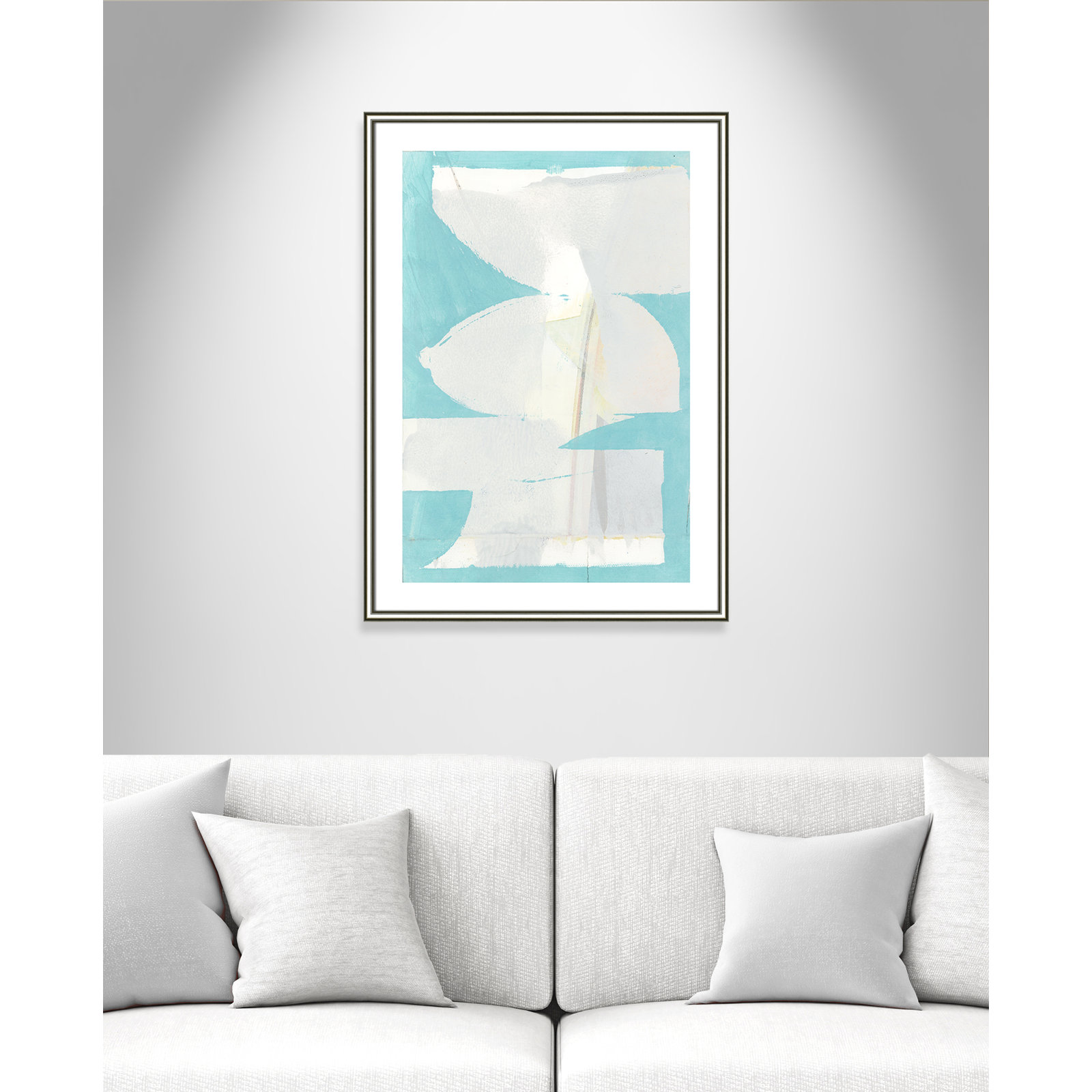 Nara "Carve I" Painting, 36.75" H x 26.75" W x 0.88" D, Silver Framed Paper