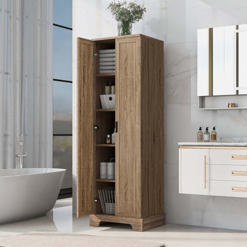 Laurah Storage Cabinet with Two Doors for Bathroom, Office,Bathroom Storage Cabinet with Adjustable Shelf,MDF Board, Brown