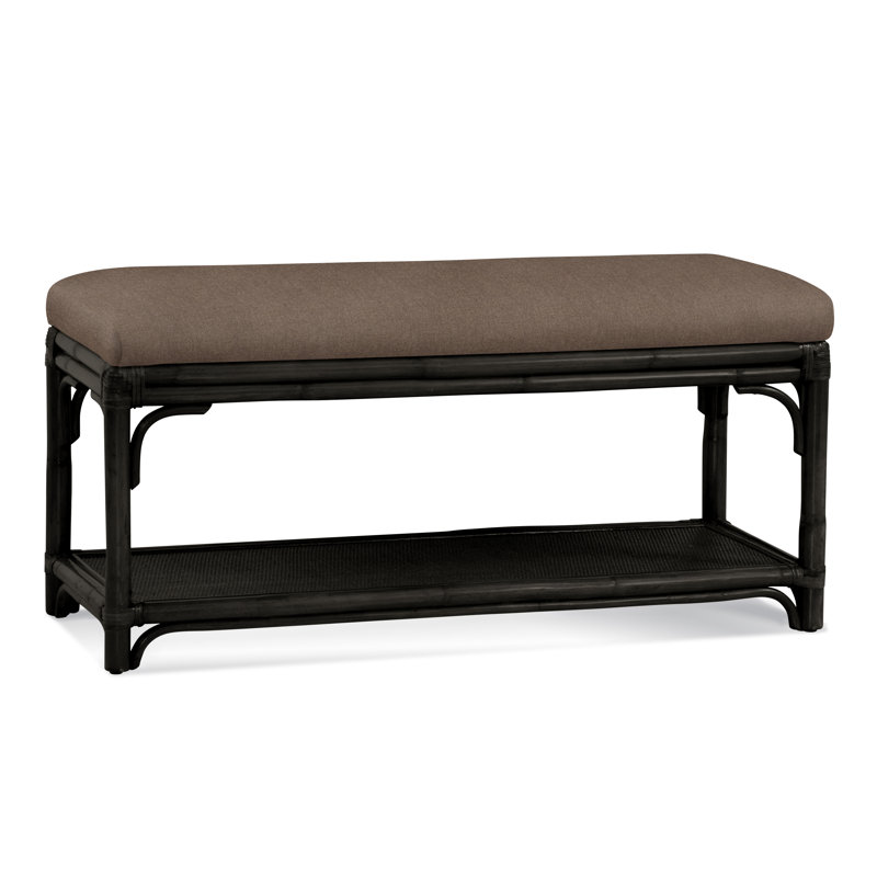 Banc de rangement en osier Summer Retreat, Noir antique, Frêne Elite; 0321-83