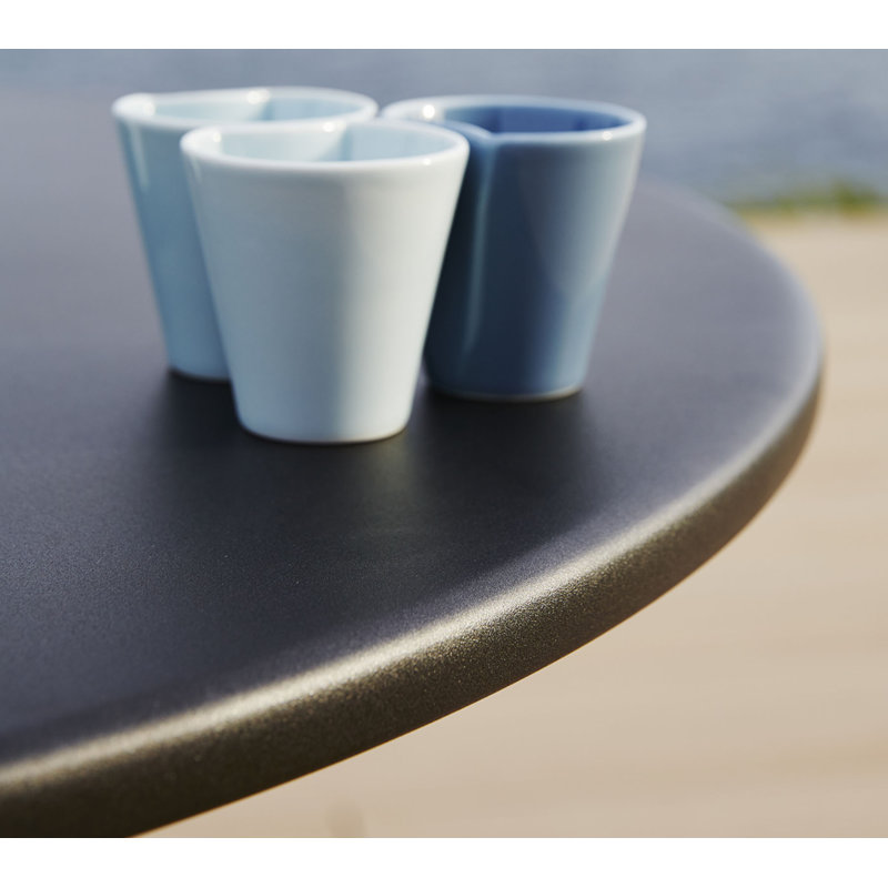 Area Round Metal Outdoor Dining Table With Umbrella Hole , 43.4'' in. W 43.4'' in. D, Lava Gray