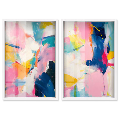 Décoration murale colorée à motif d'ombre dynamique Dynamic Brushstrokes par Art Remedy, cadre blanc, 10 x 15