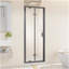 Porte de douche à cadre pivotant pliable à double battant 28 po x 72 po, verre trempé transparent de 1/4 po avec poignée en acier inoxydable, installation réversible, noir