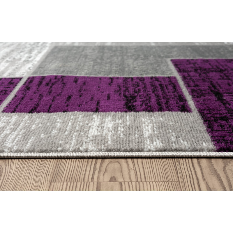 Tapis mauve à motif géométrique Balderston, Rectangle 8 pi x 10 pi