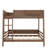 Full Bunk Bed With  Storage Shelf and Bookshelf,Wood Bunk Bed with Ladder and Guardrails,Detachable Design,Vintage Wood-802005577-802005578