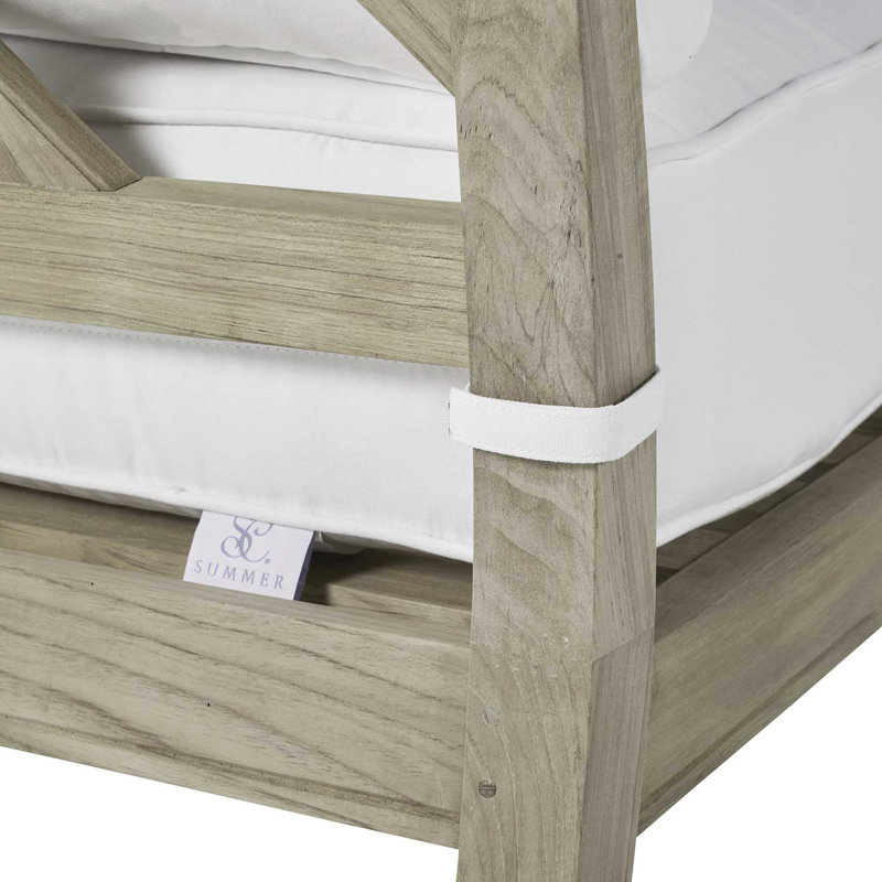 Haley Teak Patio Chair with Cushions, Oyster Teak, Natural White, No welt + Standard fill