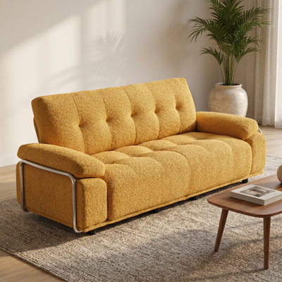 Canapé rembourré de 88,98 po de largeur, coussins de siège à assise profonde de 35,43 po de profondeur, canapé en chenille de 33,8 po de hauteur pour petit salon, appartement