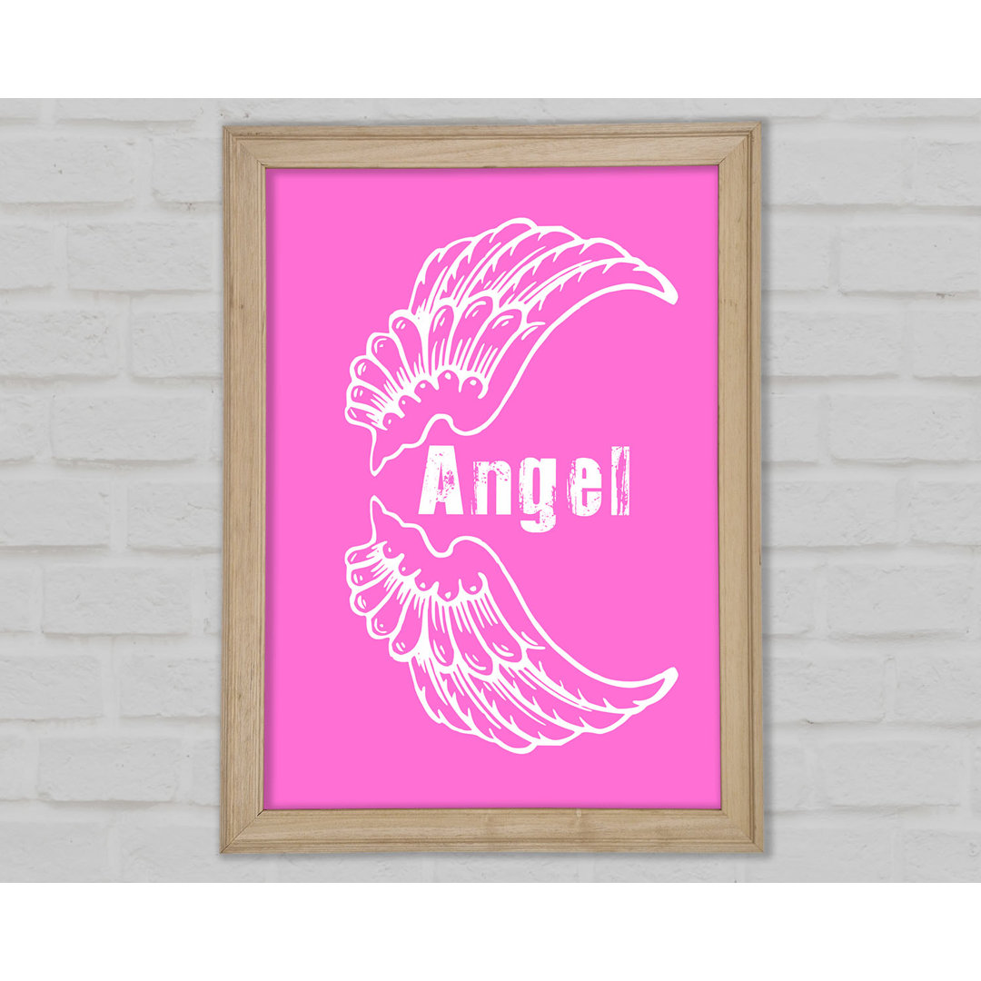 Angel Wings 3 Vivid Pink Gerahmter Druck