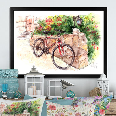 Impression florale sur toile avec bicyclette