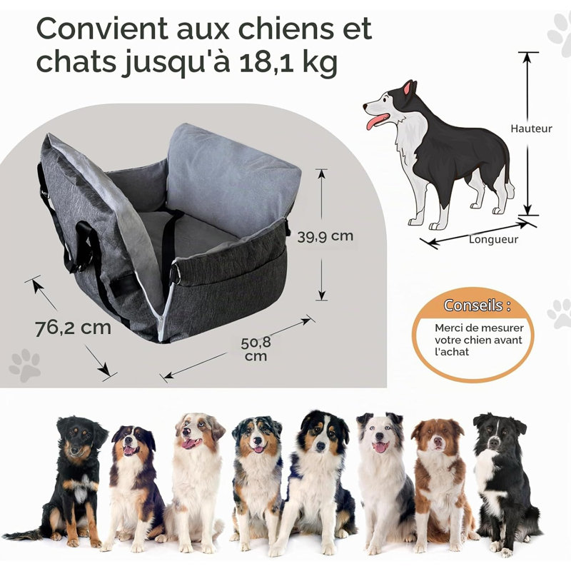 Small and Medium Dog Car Seat – Elevated Seat with Seat Belt, Non-Slip Base, and Travel Storage Bag