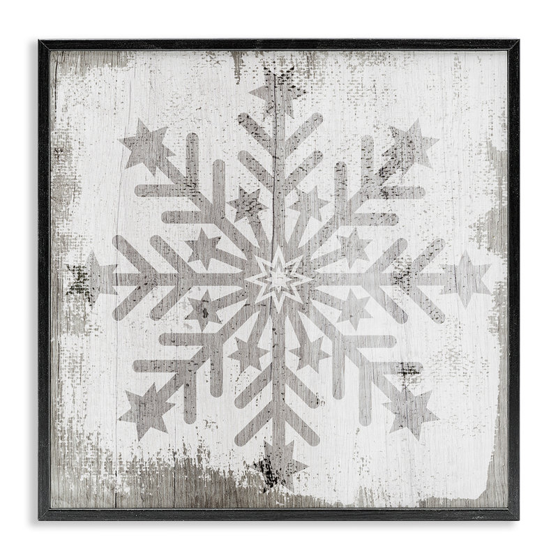 Motif de flocons de neige d'hiver patiné - 250, Giclée encadrée noir minuit, H 12 po x l 12 po x P 1,5 po