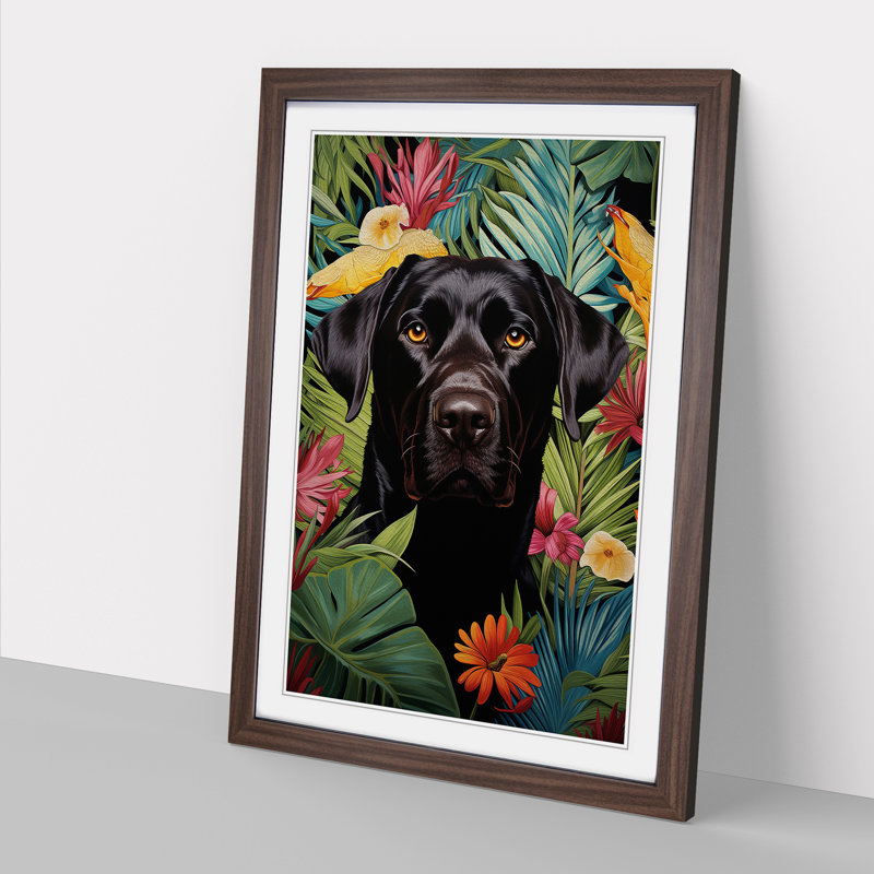 Labrador Retriever Contemporary - Single Picture Frame Print on Wood, Walnut, 46cm H x 34cm W x 2cm D
