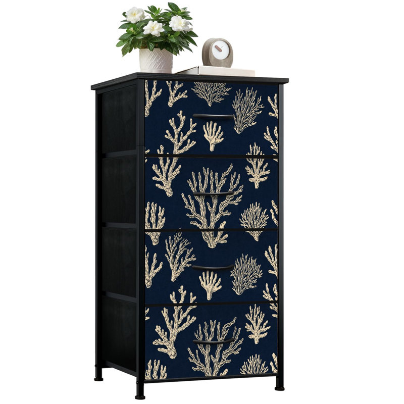 Commode pour chambre à coucher avec 4 tiroirs de rangement Rustic Ocean Beach Coral Marine Marine Commodes