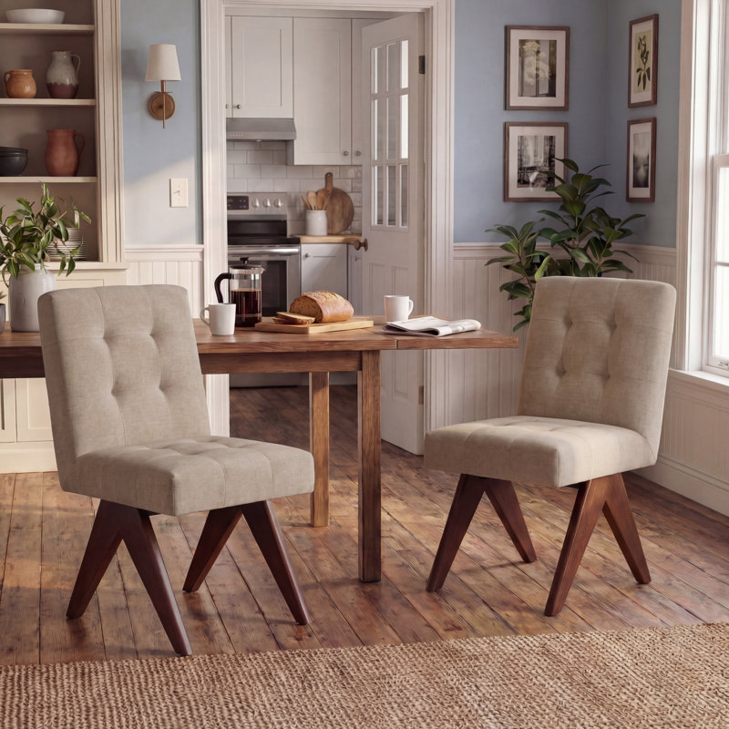 Chaises de salle à manger rembourrées Nieck, Havane clair