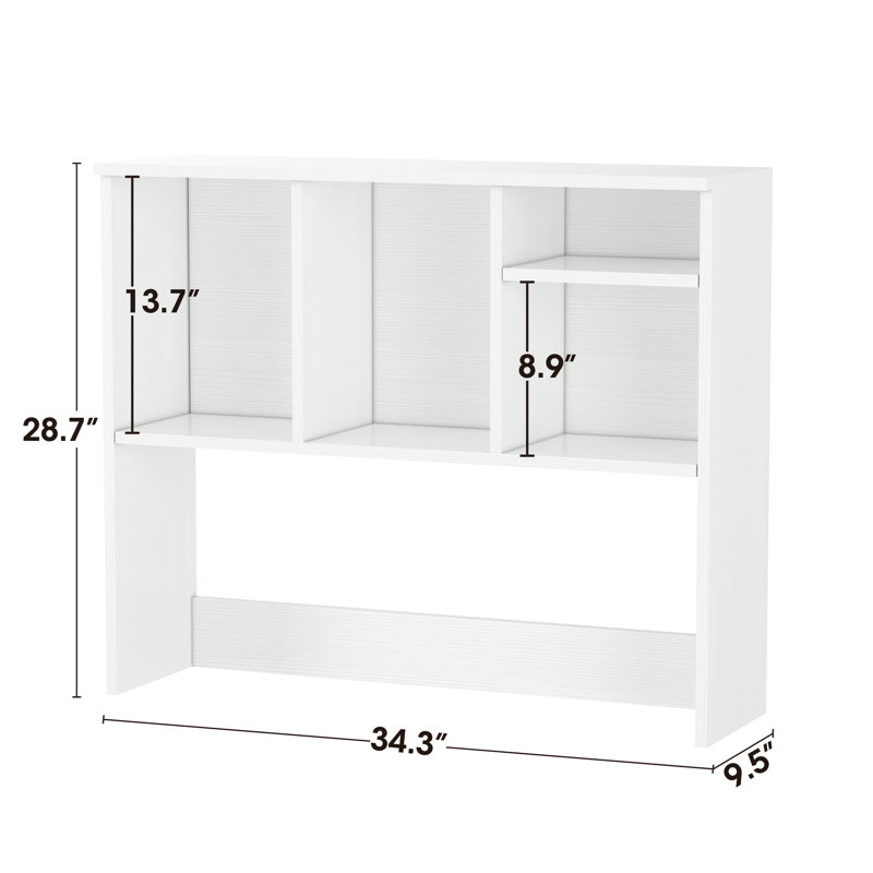 Ebern Designs Desk Bookshelf, Office Desktop Storage Rack Wood Display Shelf, Ivory White