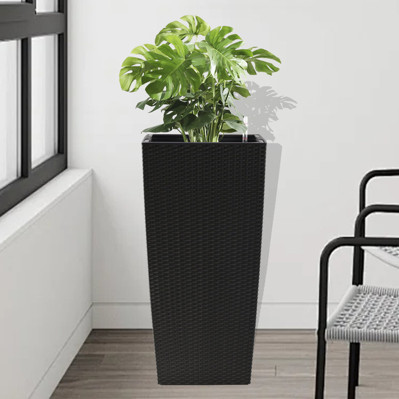 Jardinière noire de 30 pouces avec système d'arrosage automatique pour la maison