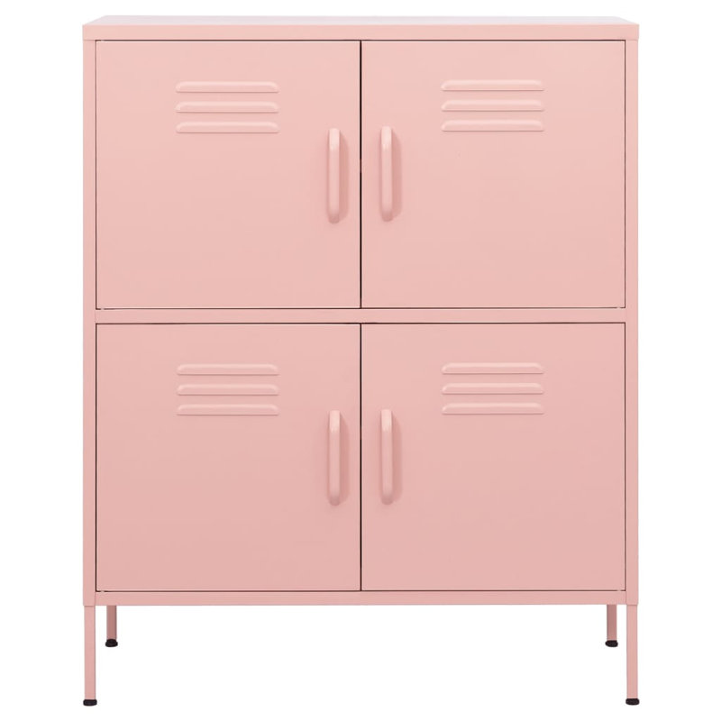 Storage Cabinet Freestanding File Cabinet with Shelves for Office Steel, Pink