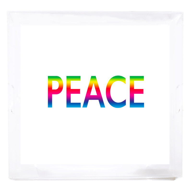 Peace Rainbow Acrylic Square Decorative Tray