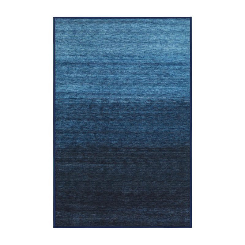 Tapis contemporain noir / bleu, Rectangle 8 pi x 12 pi