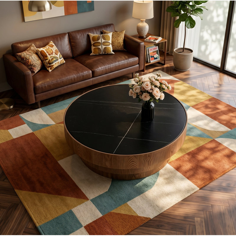 Table basse simple 31,5 "avec plateau en pierre frittée, Noir