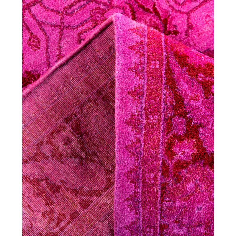 Overdyed Hand-Knotted Wool Modern-Contemporary Pink Runner 3' 0" x 8' 3"