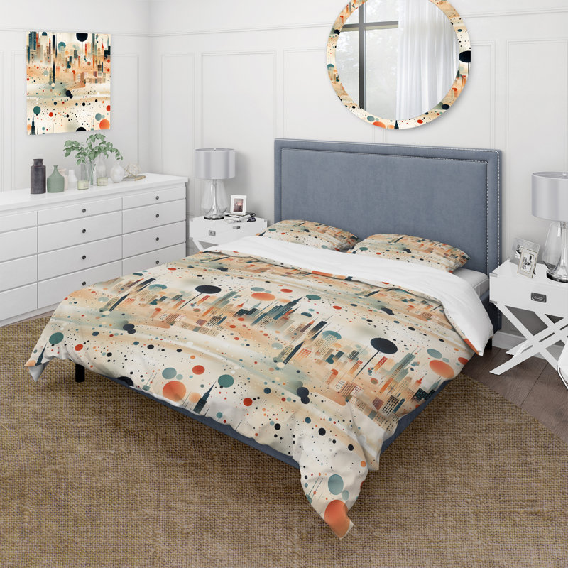 Ensemble de housse de couette Coral and Beige, Housse de couette pour très grand lit et 2 très