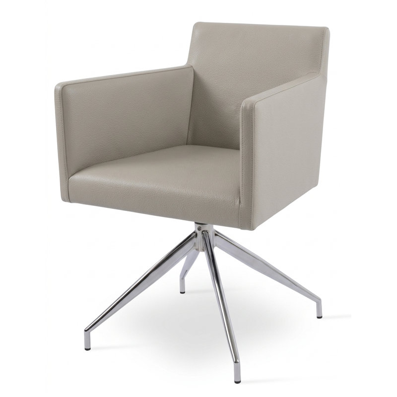 Chaise de réception en similicuir de 22 po avec structure en métal Brilon, Gris clair