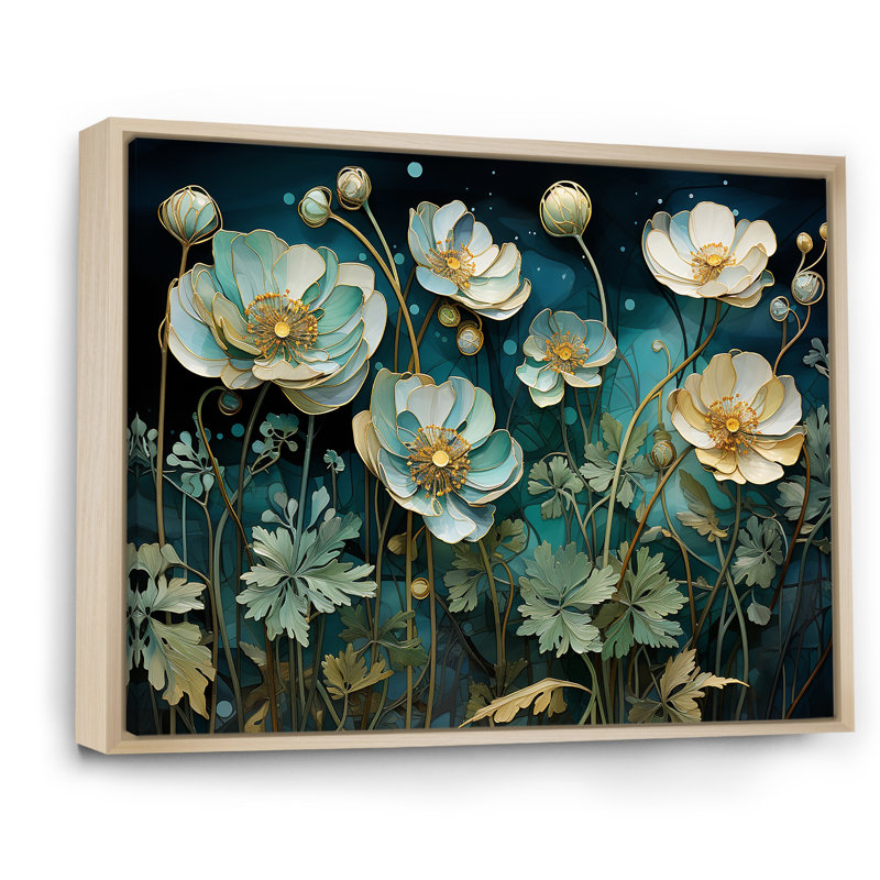 Ornements méticuleusement détaillés - Impression sur toile Buttercups, Silver Picture Framed, H 16 po x l 32 po