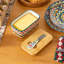 Poreclain Butter Container With Sealed Lid And Butter Knife with Porcelain Handle, Ceramic Stamping In Bohemian Style, Green, Bamboo Lid With Silicon Seal, Keep Butter Fresh, Food Container, 6.5in-132234427