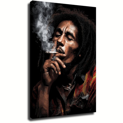 Wooden Framed Canvas Painting Artistic printing Bob Marley Woodcut Portrait Unique and creative wall decor