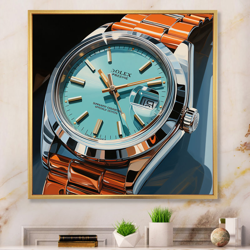 Montre de luxe Azure Age - Imprimé, H 30 po x l 30 po x P 1 po, Cadre flottant doré
