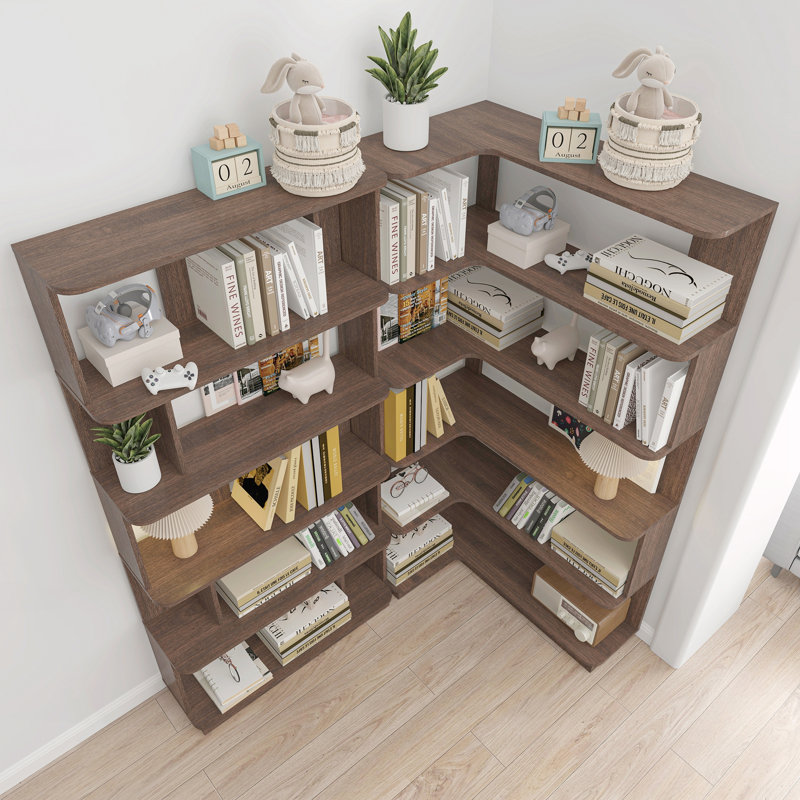 Space Saving Corner Bookshelf, Ox Blood Red