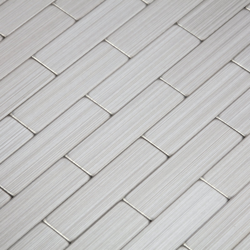 Carreau de mosaïque auto-adhésif en métal 11 po x 12 po, Gris