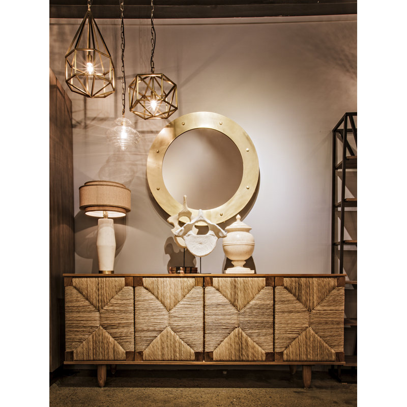 Clay Metal Wall Mirror, 36" H x 36" W, Brass