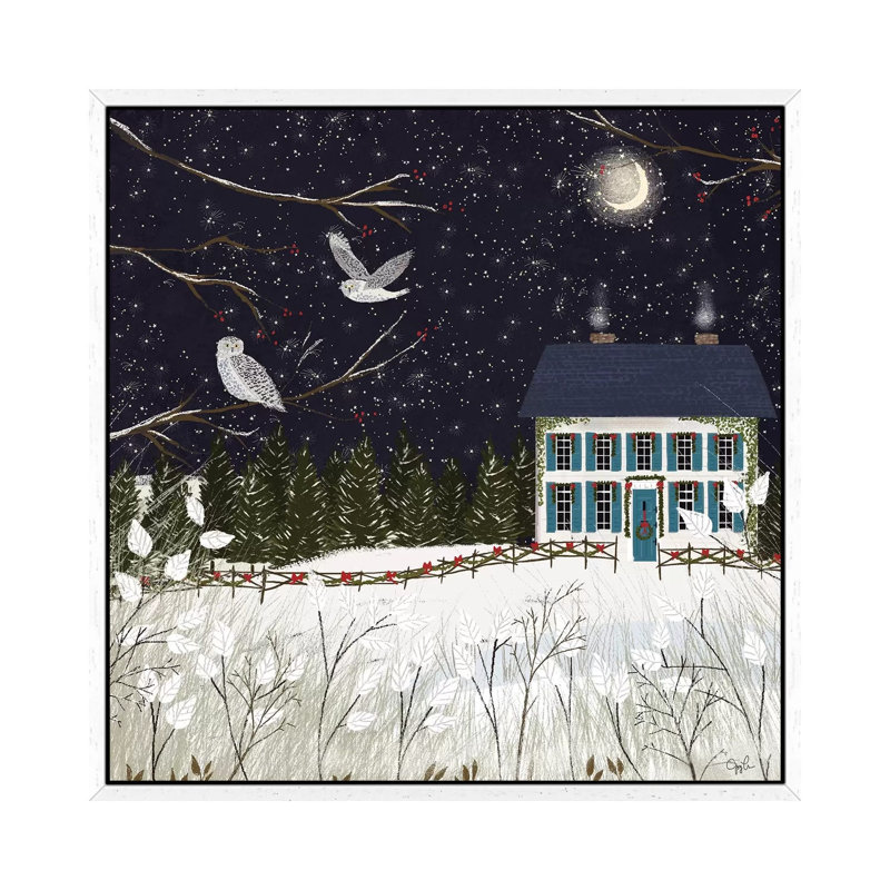 Christmas Colonial by Joy Laforme - Painting on Canvas, 45.72cm H x 45.72cm W x 3.81cm D, White Framed
