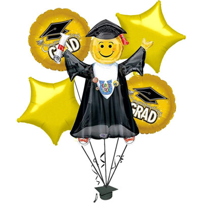 PMU Graduation Jumping Smiley Grad Balloon Bouquet