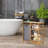 Bamboo Laundry Sorter with Storage Shelves and Sliding Bag-311860903-305741650