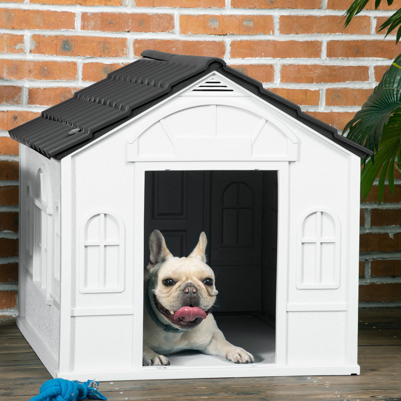 Niche pour chien de taille moyenne - gris, imperméable, jolie fenêtre pour animaux de compagnie, porte, pour chiens de taille moyenne