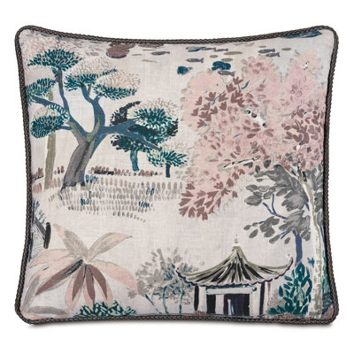 Imperial Floral Linen Reversible Throw Pillow