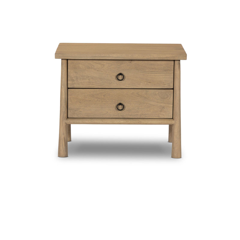 Freddie 2 - Drawer Solid Wood Nightstand, Caramel Mango