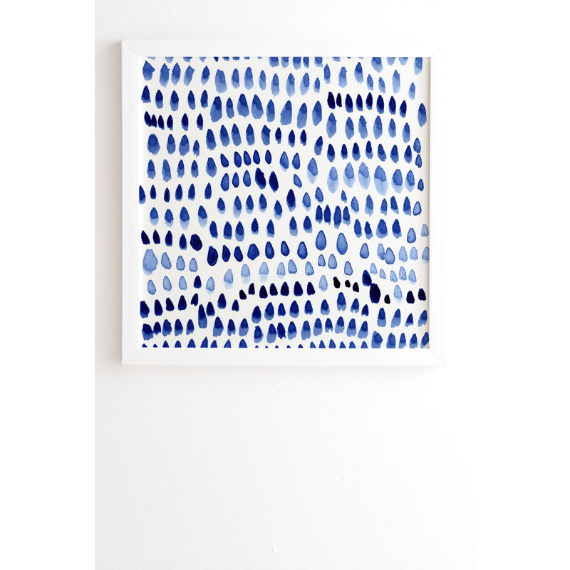 Iris Lehnhardt peint à pois bleus, H 20 po x l 20 po x P 3 po, Cadre brun, Pas de tapis