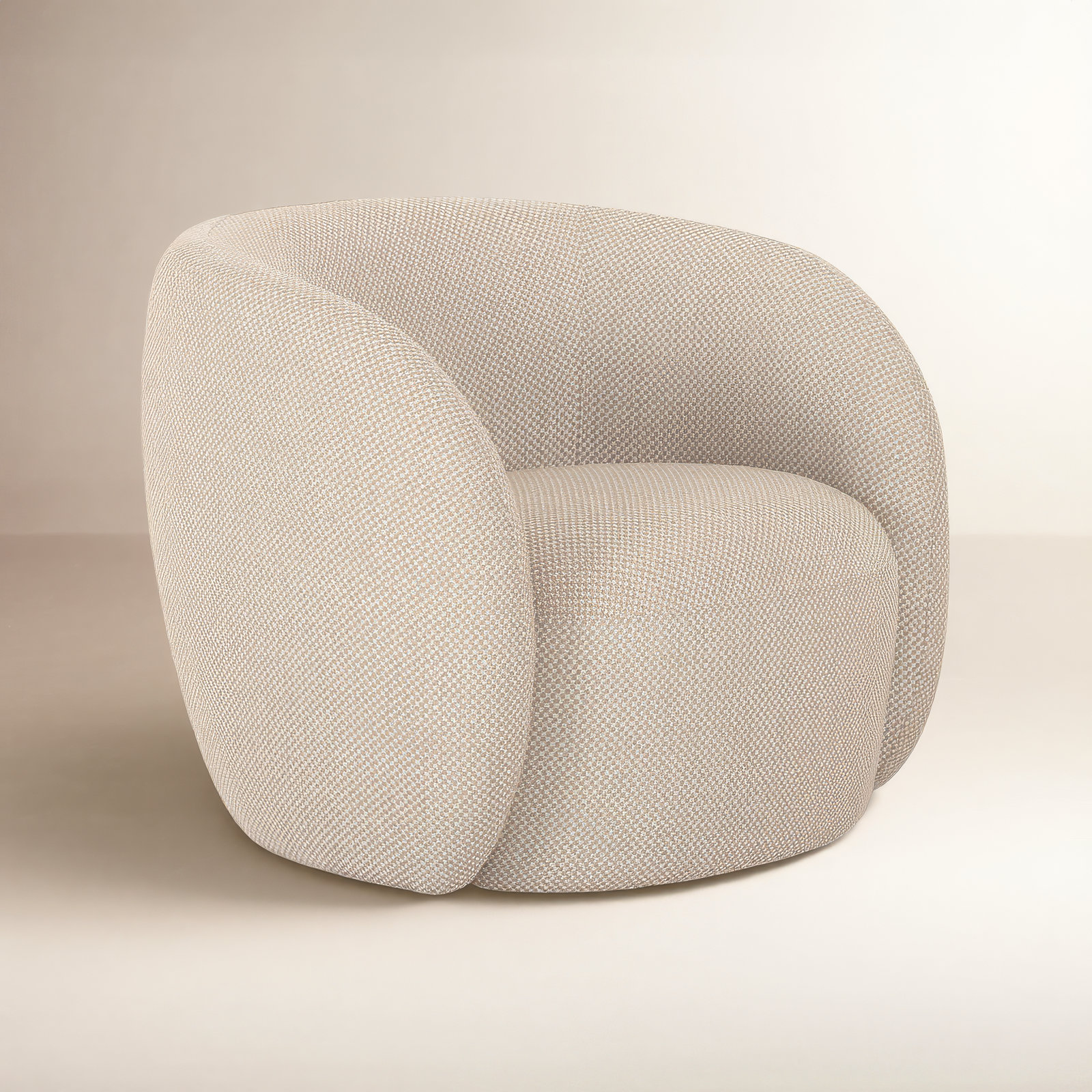 Millen Outdoor Barrel Chair, Beige Performance Basketweave