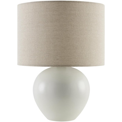 Ceramic Table Lamp with Linen Drum Shade